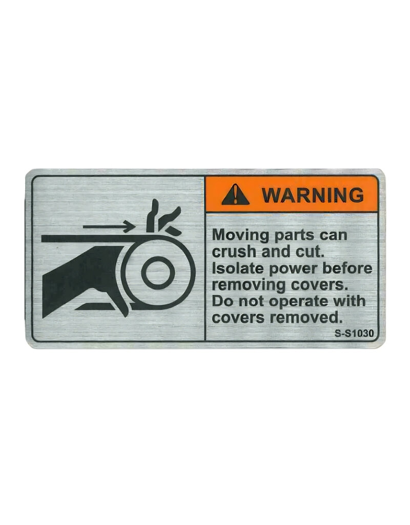 Warning Label For Moving Parts Can Crush And Cut