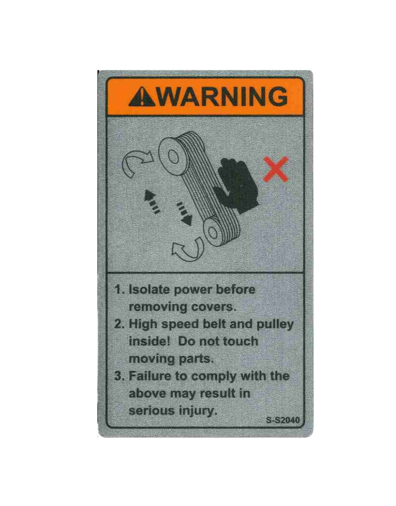 Belt Caution Sticker For Lathes S-S2040