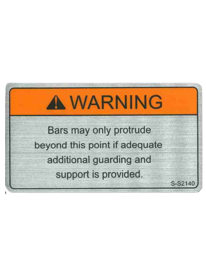 Warning Sticker For Lathes S-S2140