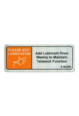 Tailstock Maintenance Sticker
