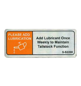 Tailstock Maintenance Sticker