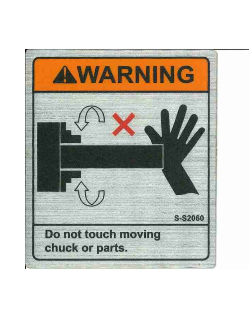 Warning Sticker For Running Chuck On Lathes