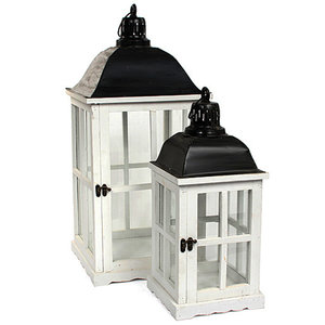 Houten set lantaarns 'Luzern', wit