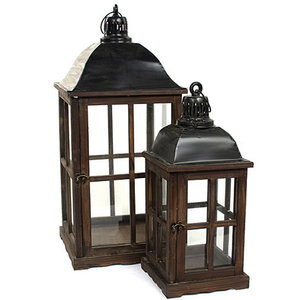 Houten set lantaarns 'Luzern', bruin