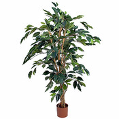 Künstliche Pflanze Ficus Benjamina Grün - H 110cm - Plastiktopf - Mica Decorations