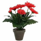 Kunstplant Gerbera Roze - H 35cm - Keramiek sierpot - Mica Decorations