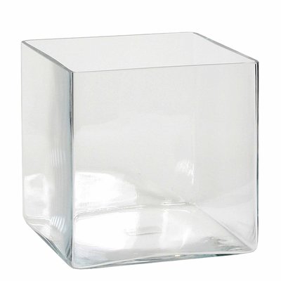 Handgemaakte glazen accubak Britt, vierkant 20cm, transparant