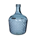 Handgemaakte glazen fles Diego Weave, Blauw glas, H30cm / D20cm