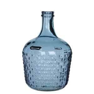 Handgemaakte glazen fles Diego Weave, Blauw glas, H30cm / D20cm