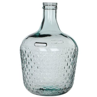 Handgemaakte glazen fles Diego Weave, transparant glas, H42cm / D27cm