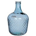Handgemaakte glazen fles Diego Weave, Blauw glas, H42cm / D27cm