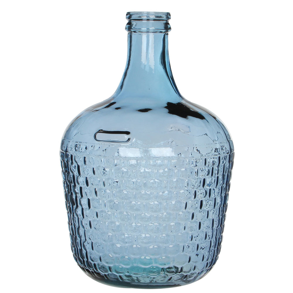 Bijlage vervaldatum Kluisje Shop Handgemaakte glazen fles Diego Weave, Blauw glas, H42cm / D27cm Online  - Plant New Day