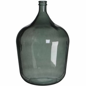 Handgemaakte glazen fles Diego, Groen glas, H56cm / D40cm