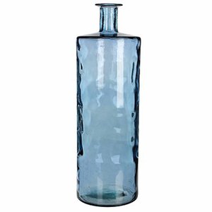 Handgemaakte glazen fles Guan, Blauw glas, H75cm / D25cm