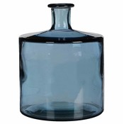 Handgemaakte glazen fles Guan, Blauw glas, H44cm / D35cm