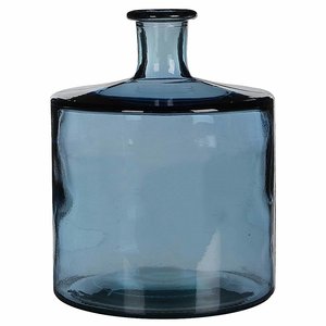 Handgemaakte glazen fles Guan, Blauw glas, H44cm / D35cm