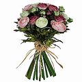 Kunstbloemen Ranonkel boeket Roze-Wit - H 30cm - Mica Decorations