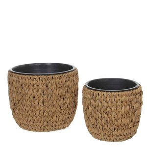 Mica Decorations - Set van 2 kunststof potten 'Grimes' - Bruin