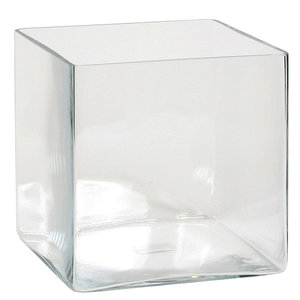 Handgemaakte glazen accubak Britt, vierkant 25cm, transparant