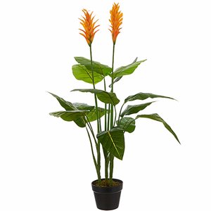 Künstliche Pflanze Strelitzia Orange - H 110 cm - Kunststofftopf - Mica Decorations