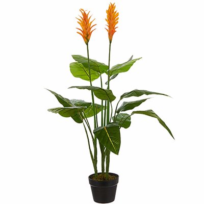 Künstliche Pflanze Strelitzia Orange - H 110 cm - Kunststofftopf - Mica Decorations