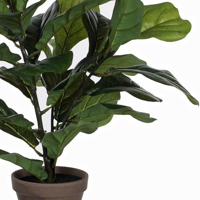 Kunstplant Ficus Lyrata Tabaksplant Groen - H 35cm - Keramiek sierpot - Mica Decorations