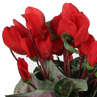 Künstliche Pflanze Alpenveilchen Rot - H 30 cm - Keramiktopf - Mica Decorations