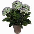 Kunstplant Hortensia Lichtpaars- H 45cm - Keramiek sierpot - Mica Decorations