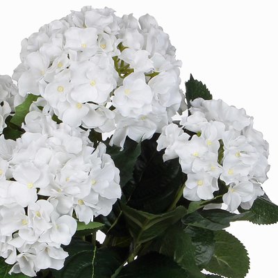 Kunstplant Hortensia Wit - H 45cm - Keramiek sierpot - Mica Decorations