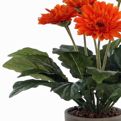 Künstliche Pflanze Gerbera Orange - H 35cm - Keramiktopf - Mica Decorations