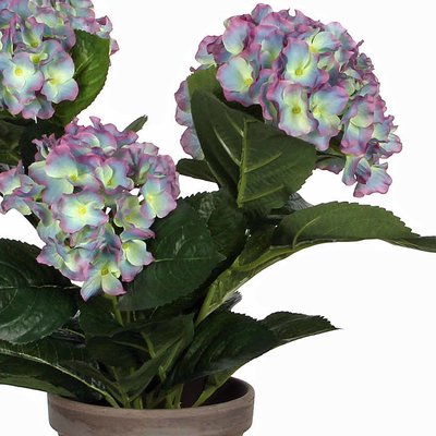 Künstliche Pflanze Hortensie Hellviolett - H 40 cm - Keramiktopf - Mica Decorations