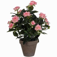 Künstliche Pflanze Rosebush Rosa - H 33cm - Keramiktopf - Mica Decorations