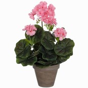 Künstliche Pflanze Geranie Rosa - H 34 cm - Keramiktopf - Mica Decorations