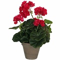 Kunstplant Geranium donkerroze - H 34cm - Keramiek sierpot - Mica Decorations