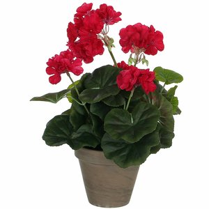 Künstliche Pflanze Geranie Dunkelrosa - H 34 cm - Keramiktopf - Mica Decorations