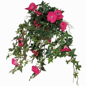 Kunstplant Petunia Donkerroze - L 50cm - Keramiek sierpot - Mica Decorations