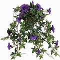 Kunstplant Petunia Donkerpaars - L 50cm - Keramiek sierpot - Mica Decorations