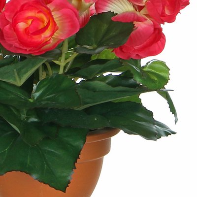 Kunstplant Begonia Donker roze - H 25cm - Terracotta sierpot - Mica Decorations