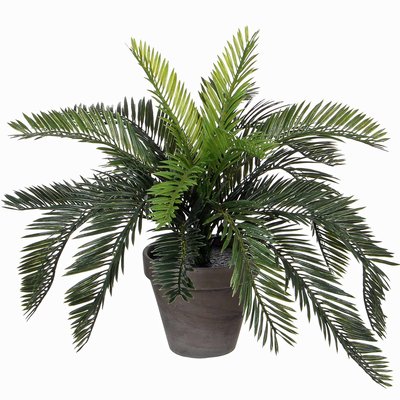 Kunstplant Palm Cycas Groen - H 37cm - Keramiek sierpot - Mica Decorations