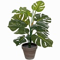 Kunstplant Philodendron Groen - H 48cm - Keramiek sierpot - Mica Decorations