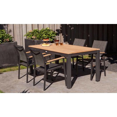 Memphis stapelbarer Dining Gartenstuhl - Grau / Anthrazit - Exotan