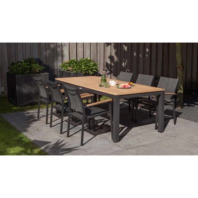 Memphis stapelbarer Dining Gartenstuhl - Grau / Anthrazit - Exotan