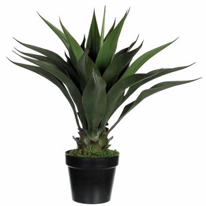 Künstliche Pflanze Agave Grün - H 60cm - Kunststoff Ziertopf - Mica Decorations