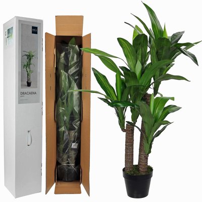 Künstliche Pflanze Dracaena Grün - H 110cm - Kunststofftopf- Mica Decorations