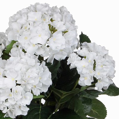 2 stuks - Kunstplant Hortensia Wit - H 45cm - Keramiek sierpot - Mica Decorations