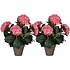 2 Stück - Künstliche Pflanze Hortensie Rosa - H 45 cm - Keramiktopf - Mica Decorations