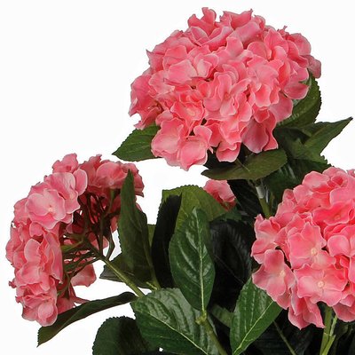 2 Stück - Künstliche Pflanze Hortensie Rosa - H 45 cm - Keramiktopf - Mica Decorations