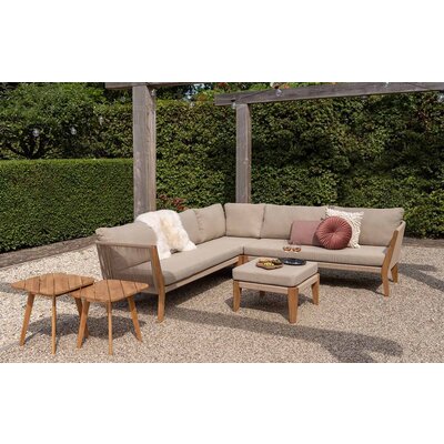 Loungeset 'San Remo' Natural - Aluminium, Rope en Teak - Inclusief kussens - Exotan