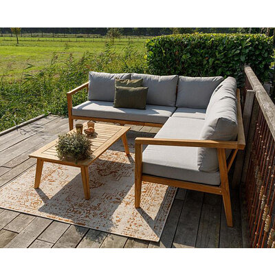 Lounge hoek-tuinset 'Lucca' -Teakhout - Inclusief kussens - Exotan