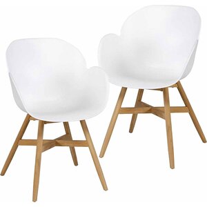 Set van 2 - Tulip luxe dining tuinstoel - Wit - WOOOD / Exotan